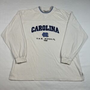 UNC Tar Heels Long Sleeve Shirt XL White LEE Sport Crewneck Jersey Embroidered